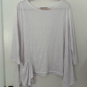 Alembika Flowy Asymmetrical Lightweight White Long Sleeve Top. SZ L/LX.
